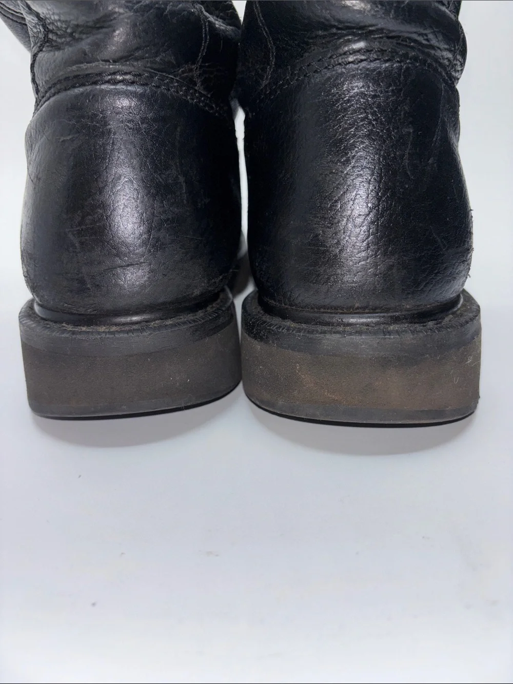 Wolverine Men’s Size 9.5M Black Leather Pull-On Work Boot Mid-Calf Round Toe